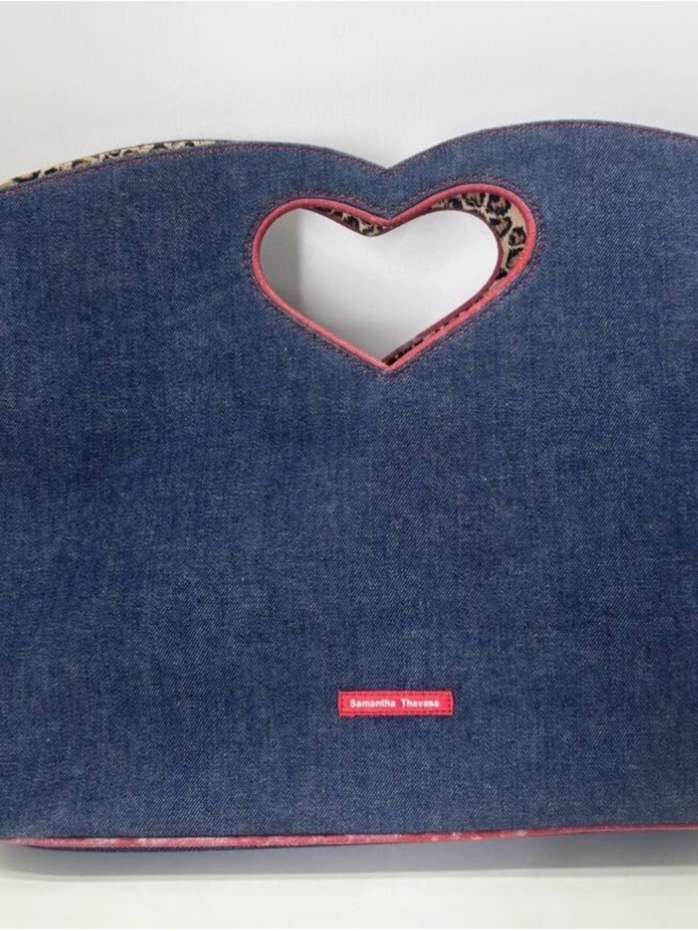 Samantha Thavasa Denim Heart Cutout Tote